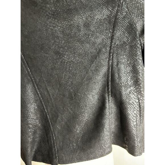 SKIES ARE BLUE Black Faux Suede Snakeskin Print Open Front Jacket XL Moto Zipper - Picture 9 of 16